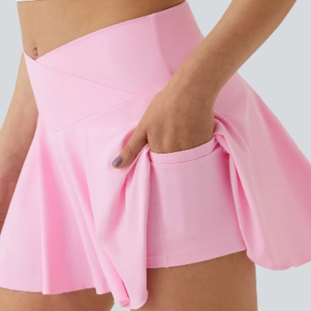 NWT NEW Halara SoftlyZero Airy Crossover 2-in-1 Pocket Skirt in Nosegay Pink XL